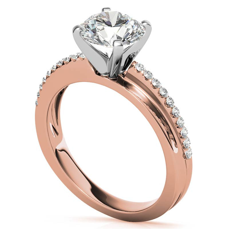 Round Brilliant Moissanite Bypass Engagement Ring, 0.20ct