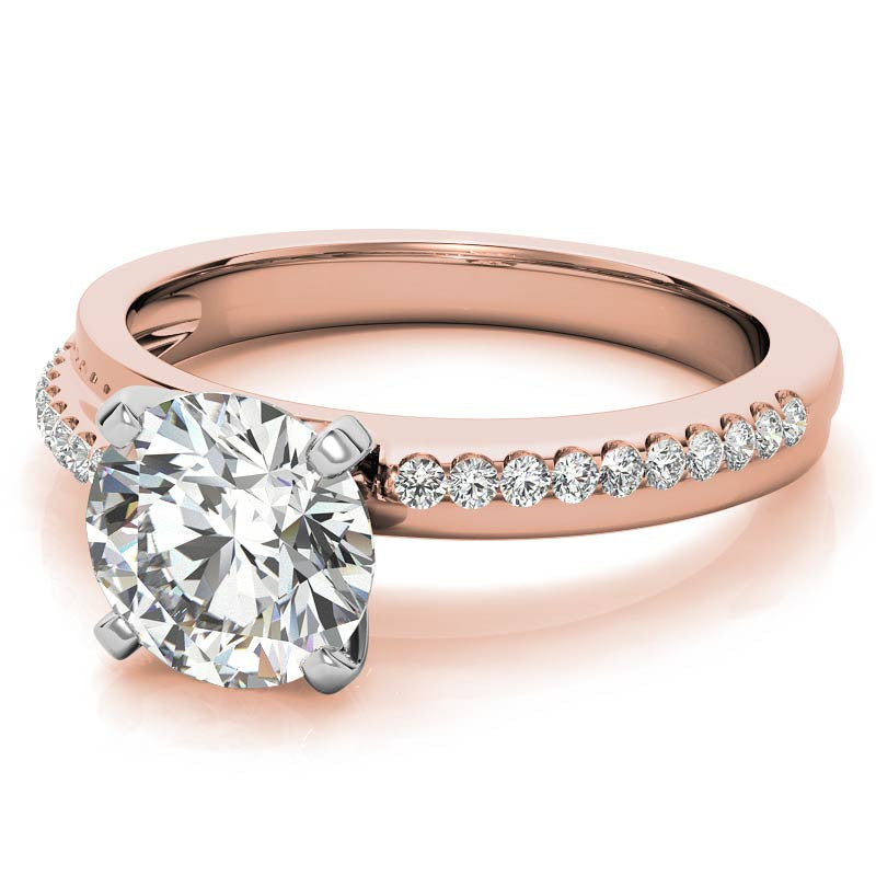 Round Brilliant Moissanite Bypass Engagement Ring, 0.20ct