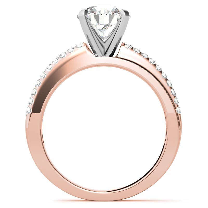 Round Brilliant Moissanite Bypass Engagement Ring, 0.20ct