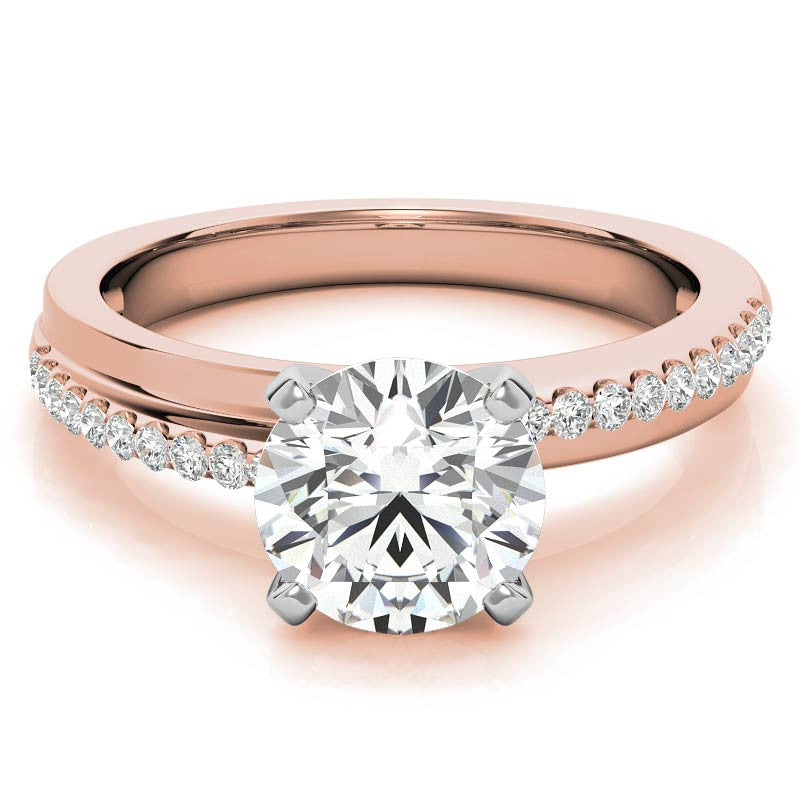 Round Brilliant Moissanite Bypass Engagement Ring, 0.20ct