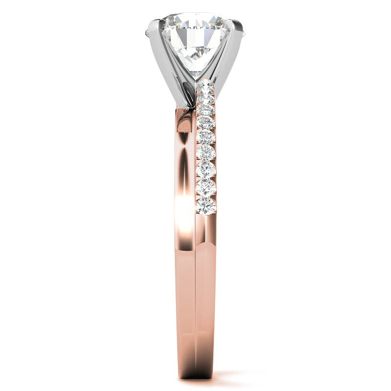 Round Brilliant Moissanite Bypass Engagement Ring, 0.20ct