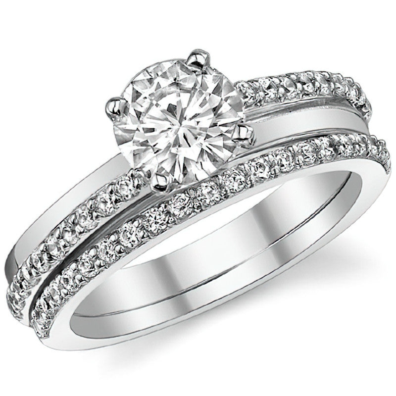 Round Brilliant Moissanite Bypass Engagement Ring, 0.20ct