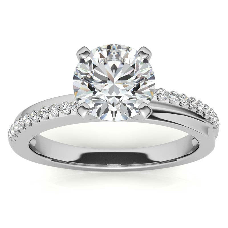 Round Brilliant Moissanite Bypass Engagement Ring, 0.20ct