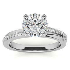 Round Brilliant Moissanite Bypass Engagement Ring, 0.20ct