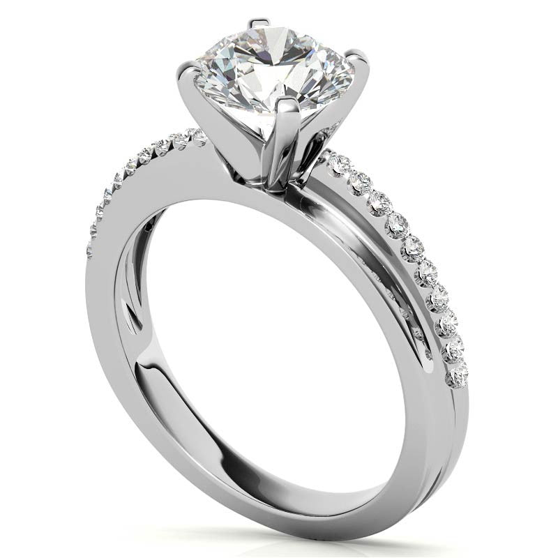 Round Brilliant Moissanite Bypass Engagement Ring, 0.20ct
