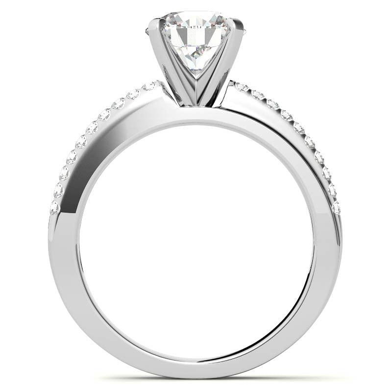 Round Brilliant Moissanite Bypass Engagement Ring, 0.20ct