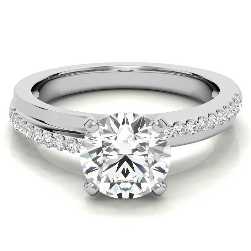 Round Brilliant Moissanite Bypass Engagement Ring, 0.20ct