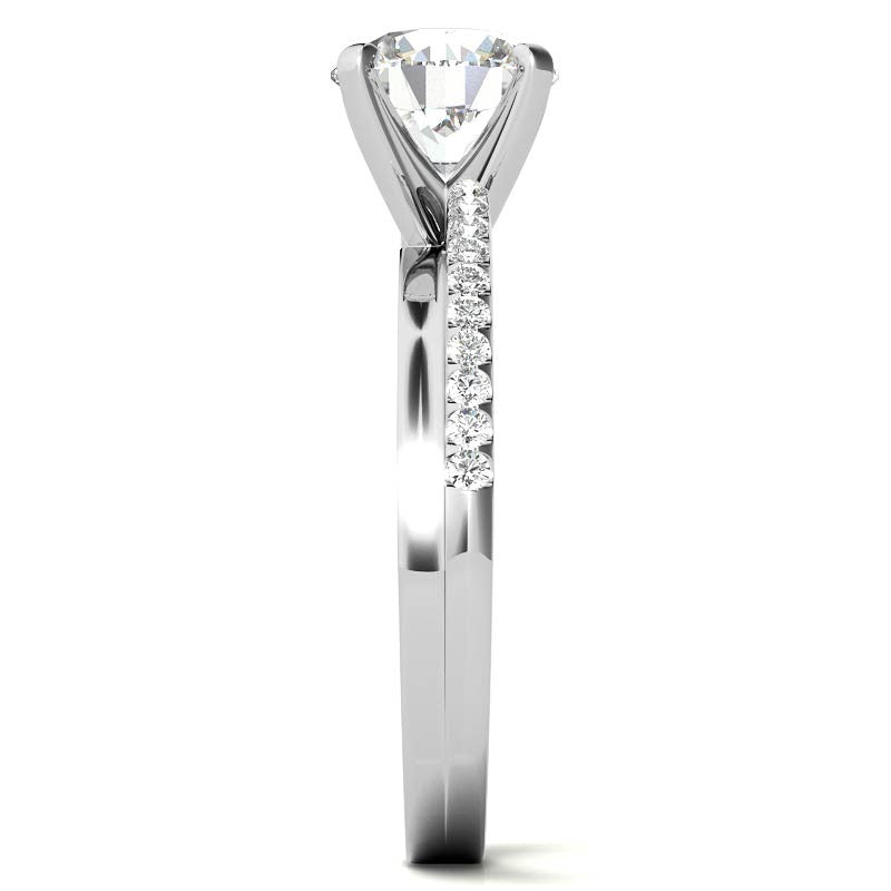Round Brilliant Moissanite Bypass Engagement Ring, 0.20ct