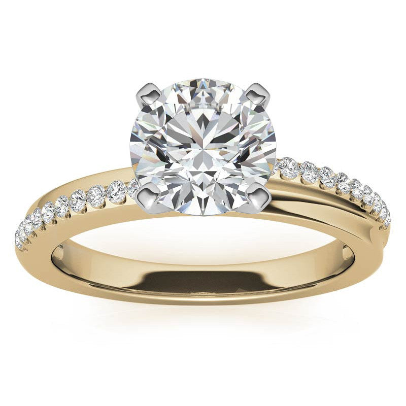 Round Brilliant Moissanite Bypass Engagement Ring, 0.20ct