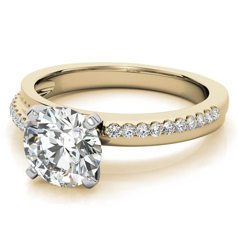 Round Brilliant Moissanite Bypass Engagement Ring, 0.20ct