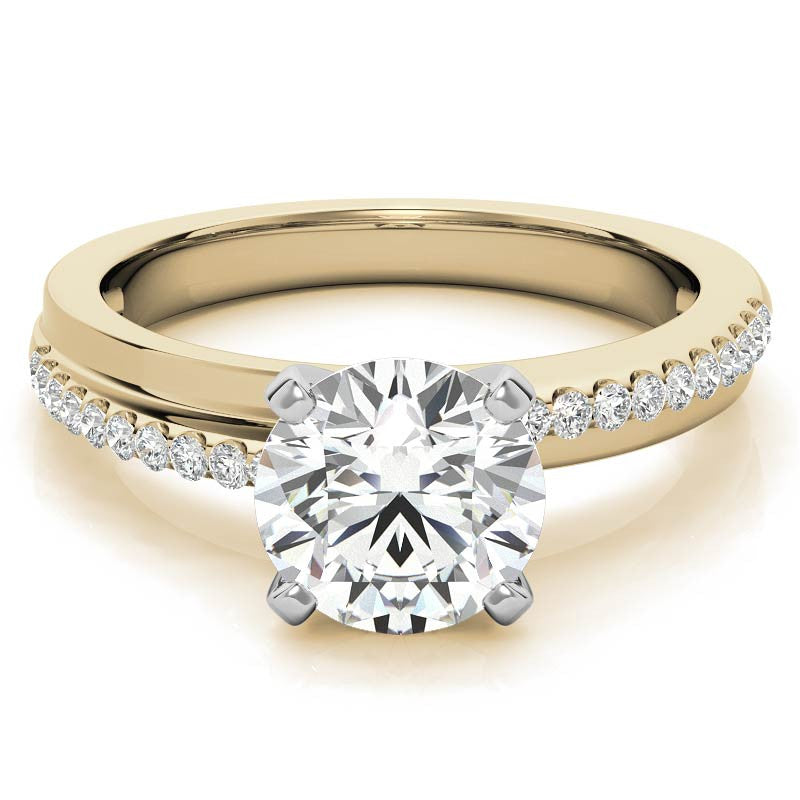 Round Brilliant Moissanite Bypass Engagement Ring, 0.20ct