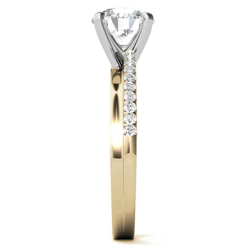 Round Brilliant Moissanite Bypass Engagement Ring, 0.20ct