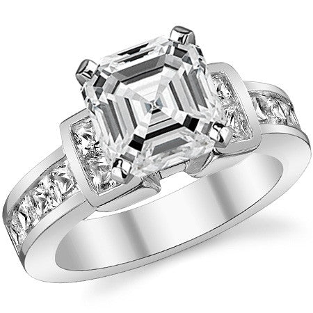 Square Channel Set Engagement Ring Setting, 1.6ct
