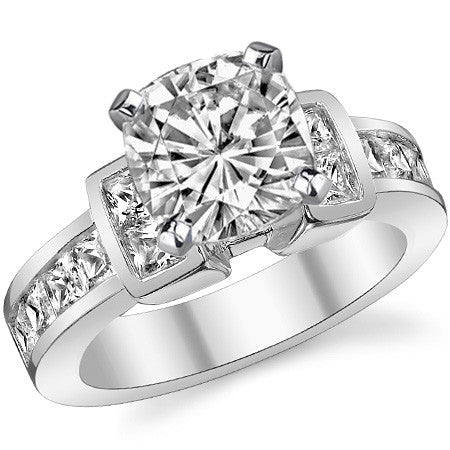 Square Channel Set Engagement Ring Setting, 1.6ct