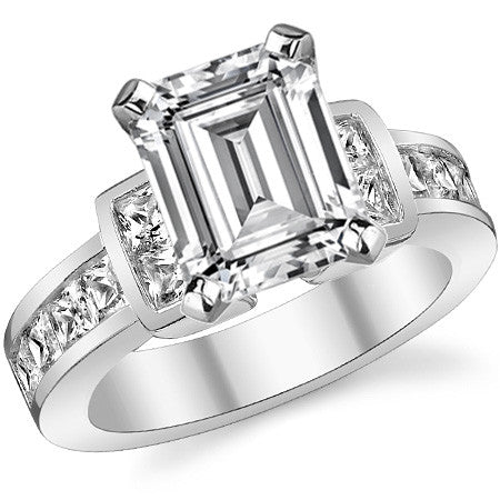 Square Channel Set Engagement Ring Setting, 1.6ct