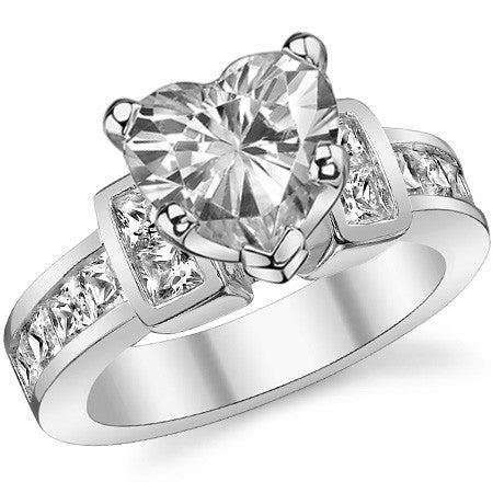 Square Channel Set Engagement Ring Setting, 1.6ct