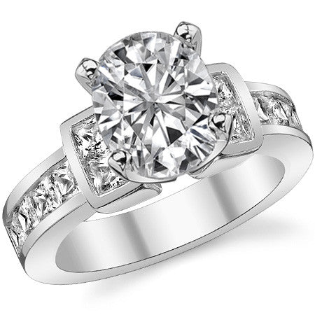 Square Channel Set Engagement Ring Setting, 1.6ct