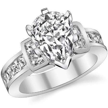 Square Channel Set Engagement Ring Setting, 1.6ct