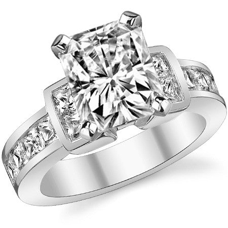 Square Channel Set Engagement Ring Setting, 1.6ct