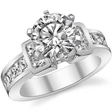 Square Channel Set Engagement Ring Setting, 1.6ct