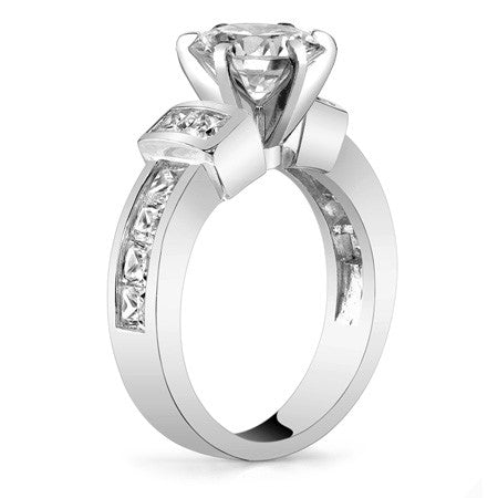 Square Channel Set Engagement Ring Setting, 1.6ct