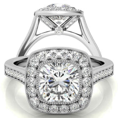 Legacy Cushion Engagement Ring with Milgrain Bezel
