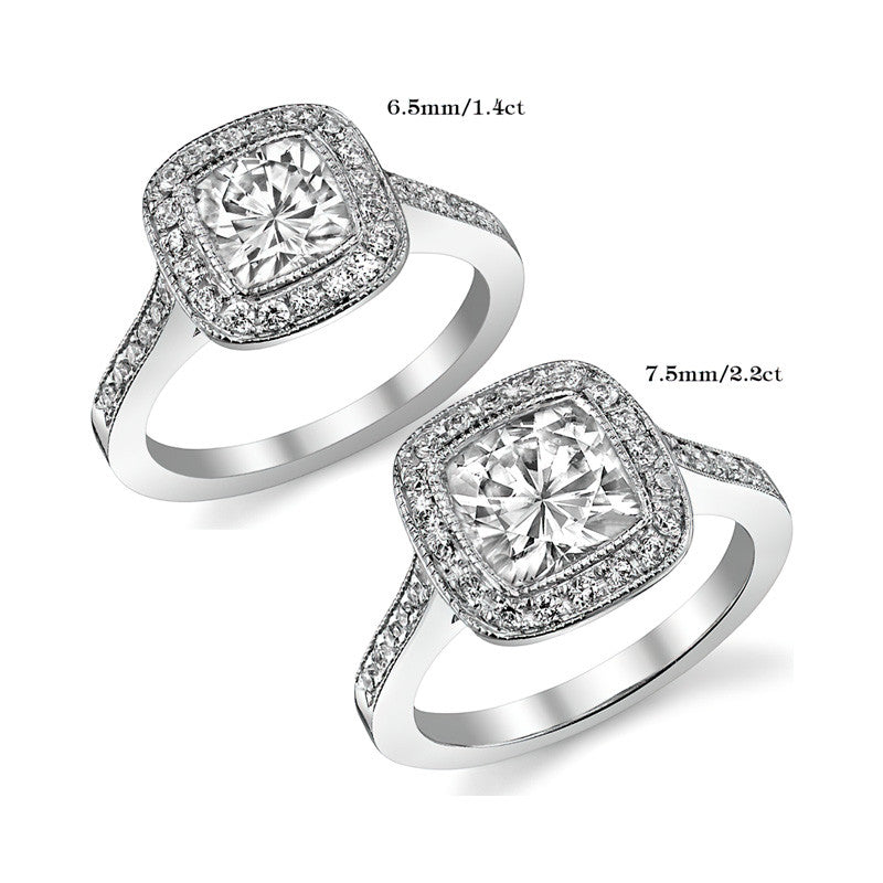 Legacy Cushion Engagement Ring with Milgrain Bezel