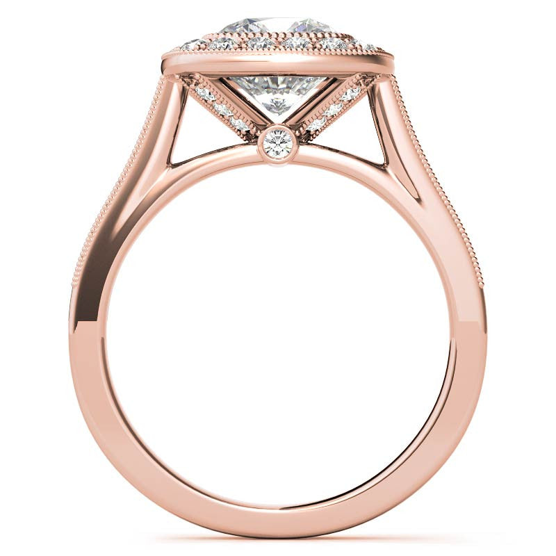 Legacy Cushion Engagement Ring with Milgrain Bezel