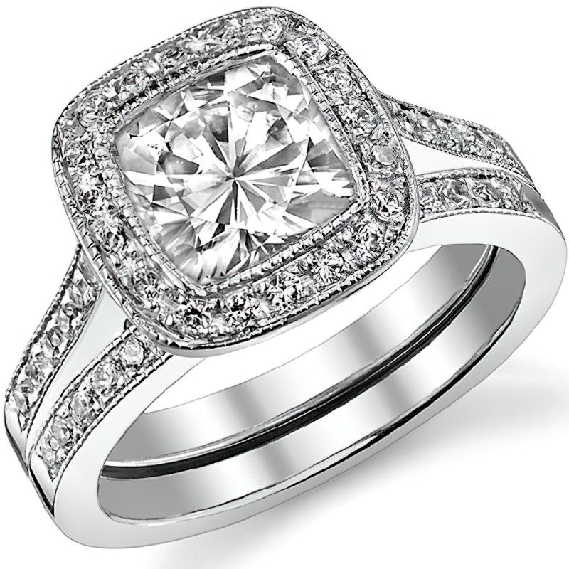 Legacy Cushion Engagement Ring with Milgrain Bezel