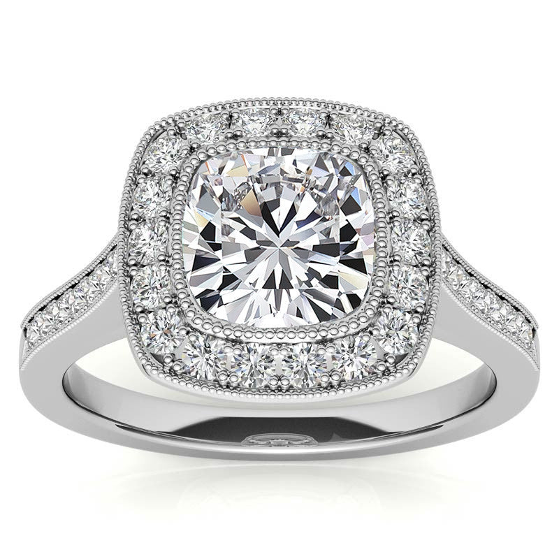Legacy Cushion Engagement Ring with Milgrain Bezel