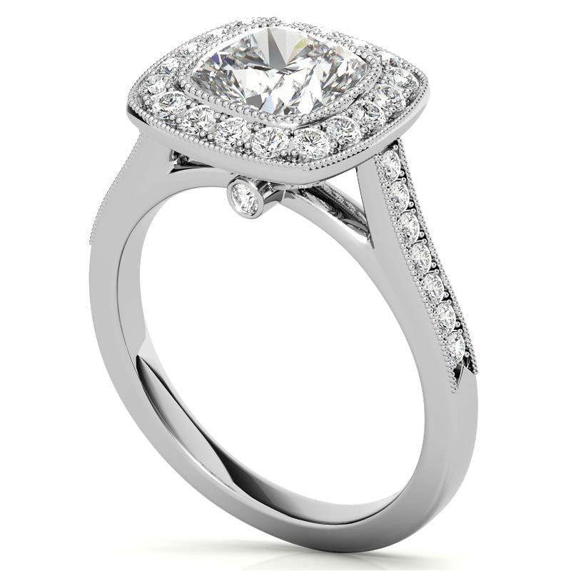 Legacy Cushion Engagement Ring with Milgrain Bezel