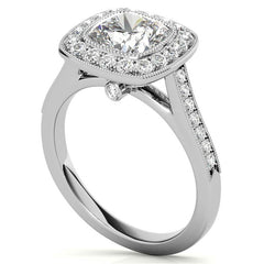 Legacy Cushion Engagement Ring with Milgrain Bezel