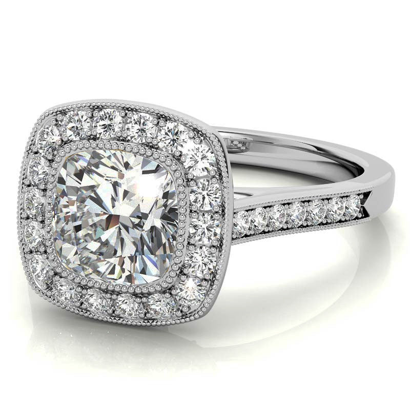 Legacy Cushion Engagement Ring with Milgrain Bezel