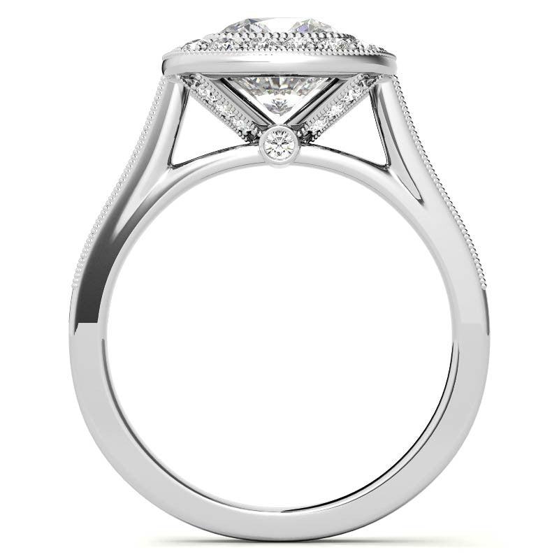 Legacy Cushion Engagement Ring with Milgrain Bezel