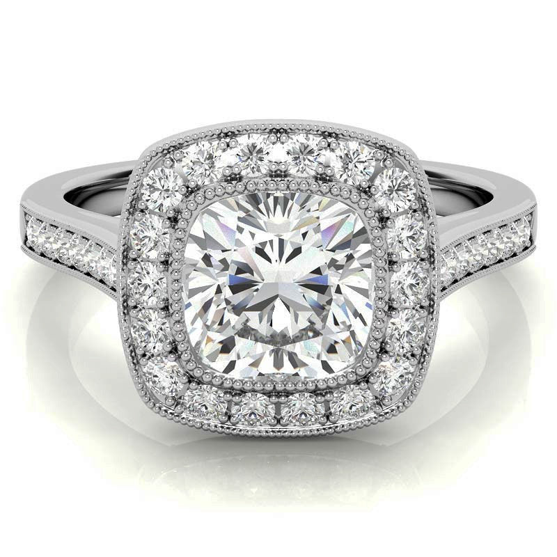 Legacy Cushion Engagement Ring with Milgrain Bezel