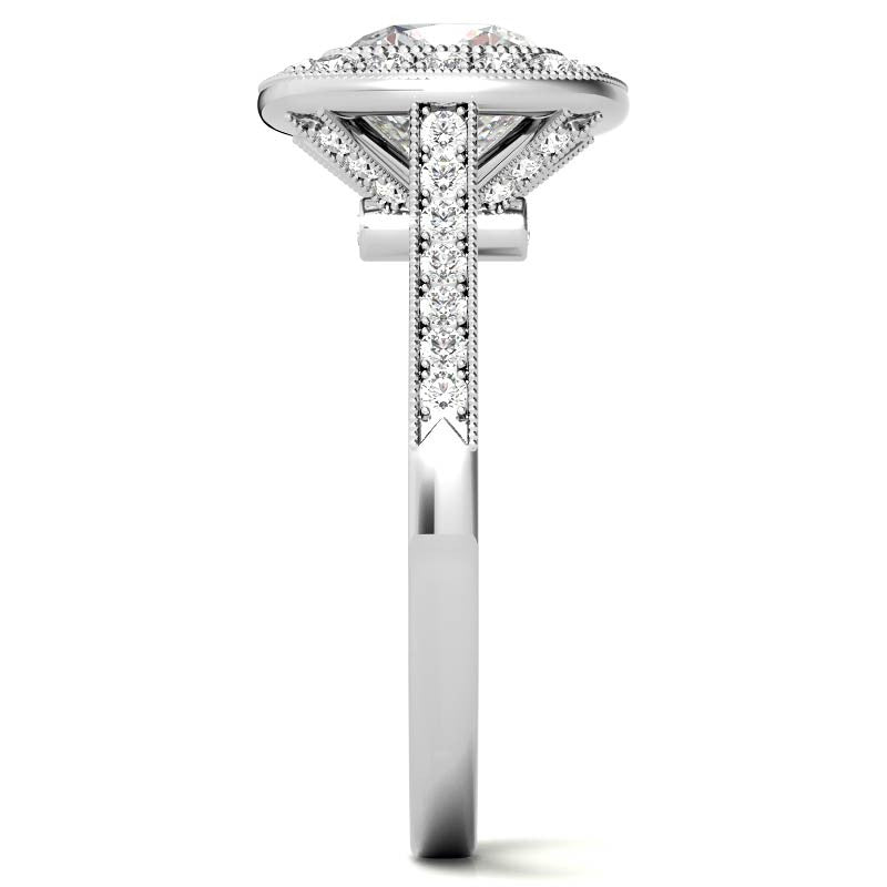 Legacy Cushion Engagement Ring with Milgrain Bezel
