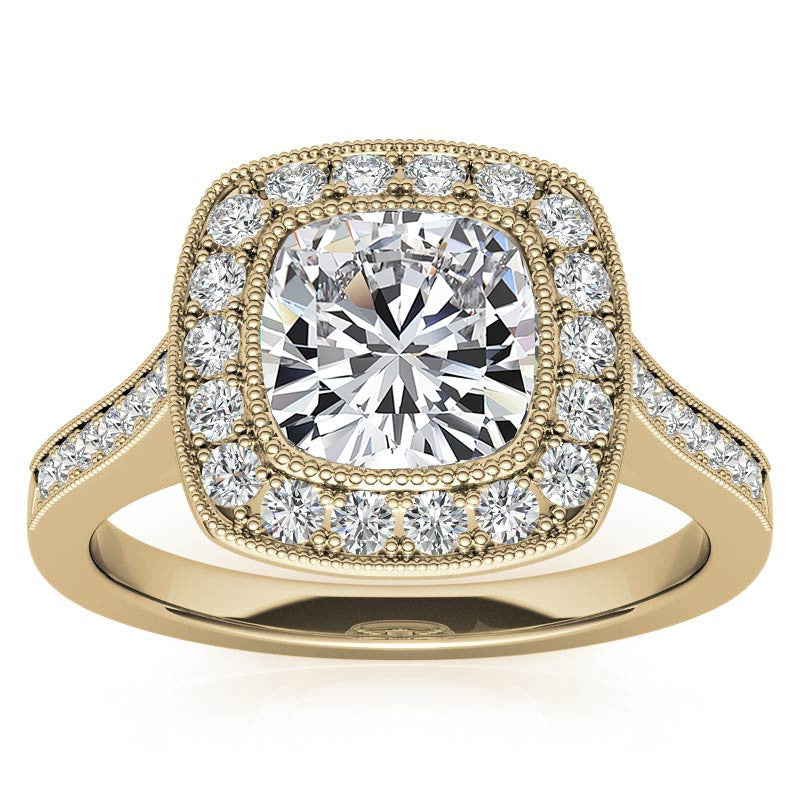 Legacy Cushion Engagement Ring with Milgrain Bezel