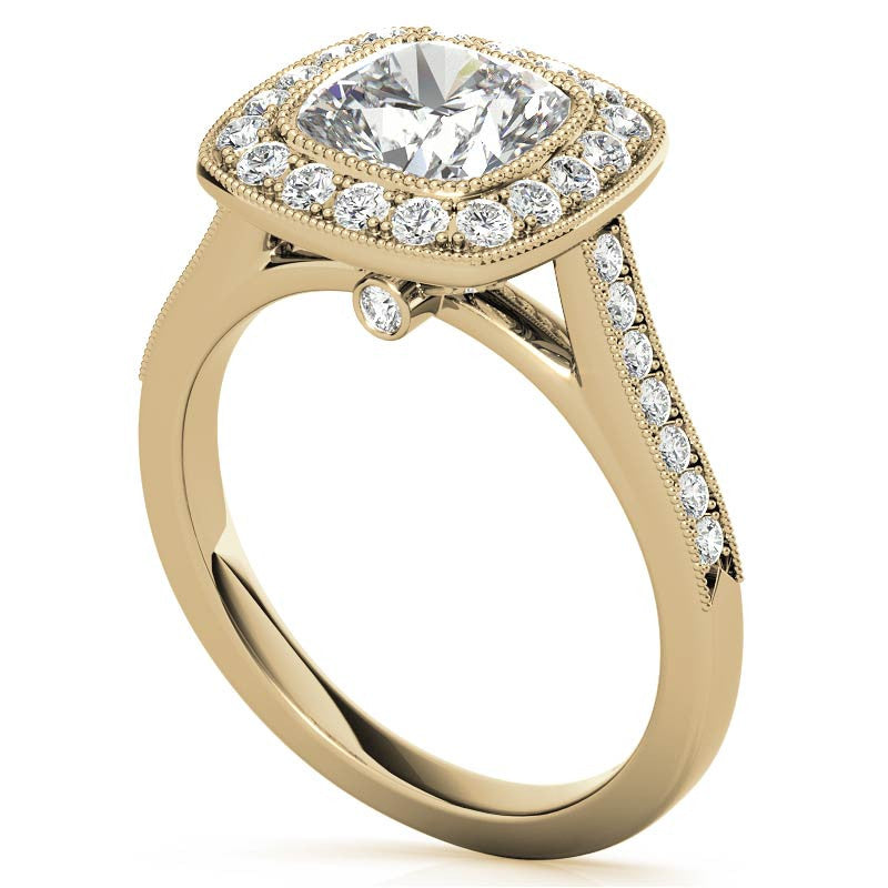Legacy Cushion Engagement Ring with Milgrain Bezel