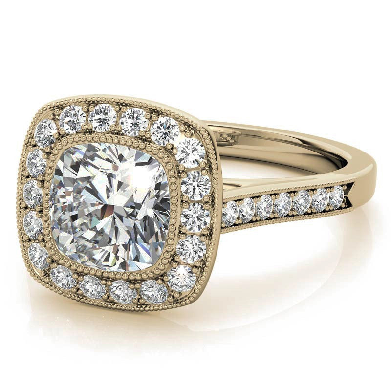 Legacy Cushion Engagement Ring with Milgrain Bezel
