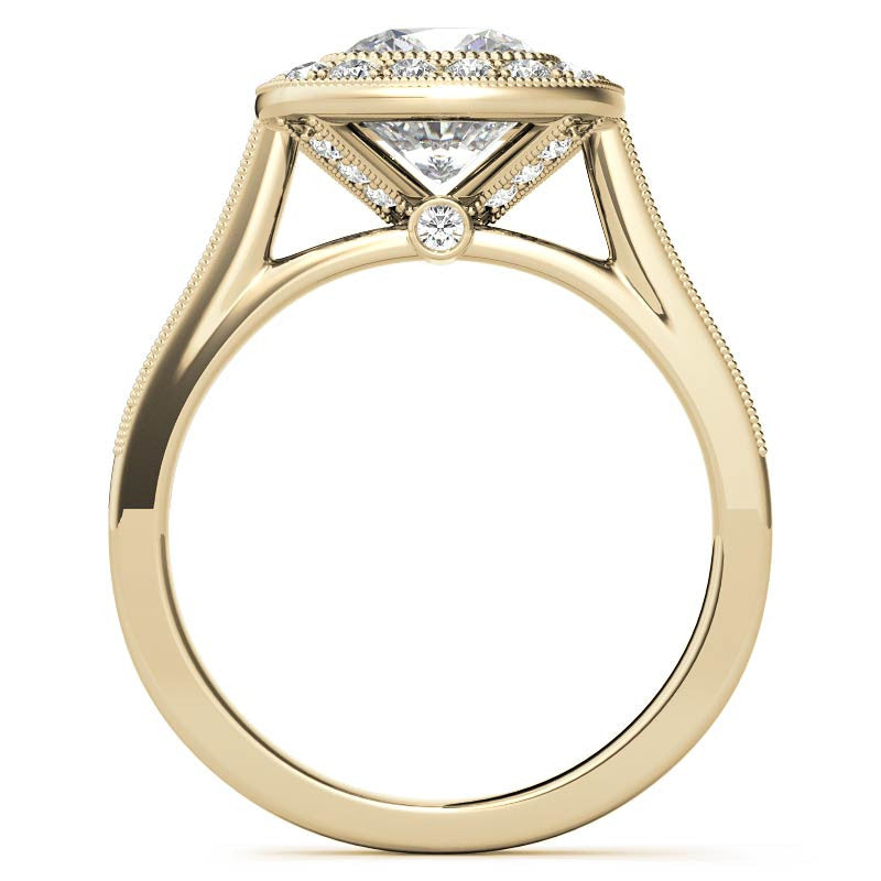 Legacy Cushion Engagement Ring with Milgrain Bezel