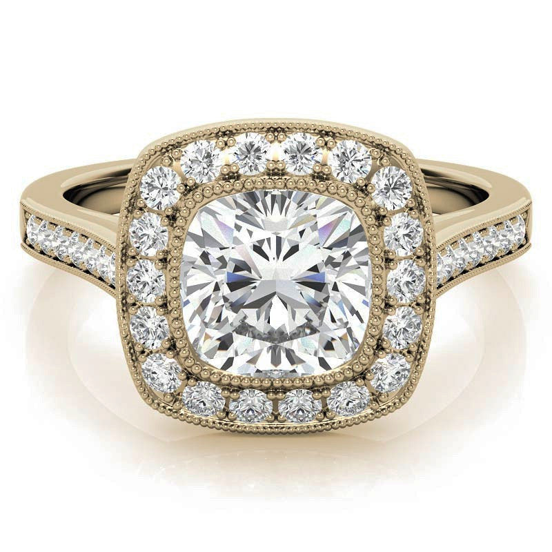 Legacy Cushion Engagement Ring with Milgrain Bezel
