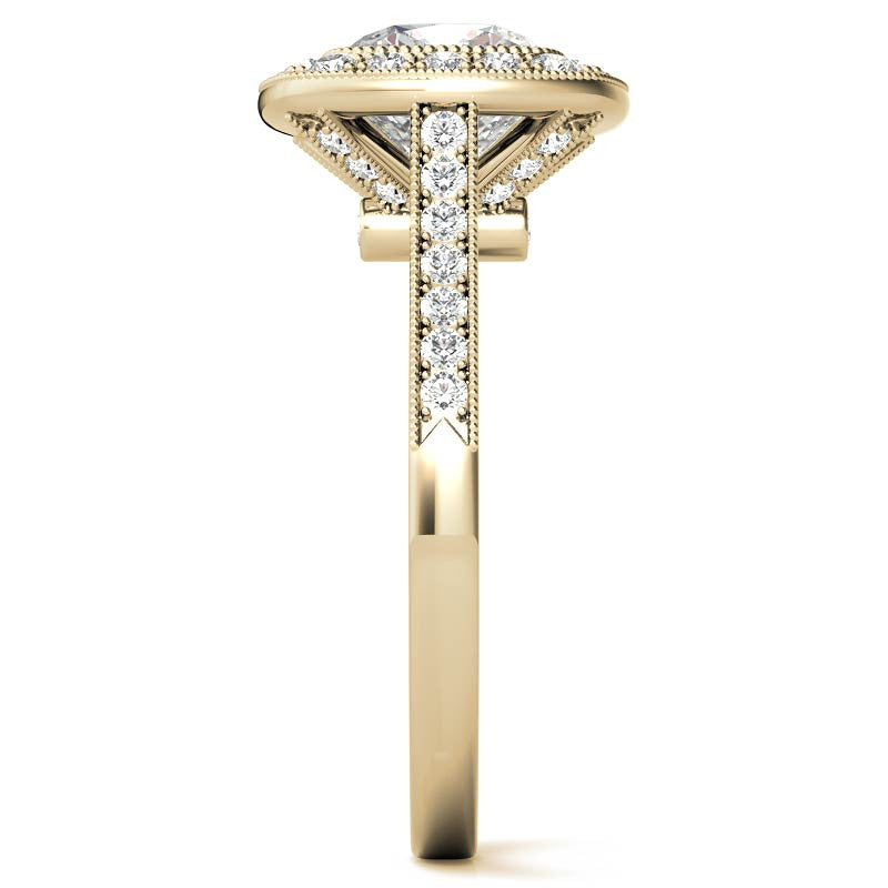 Legacy Cushion Engagement Ring with Milgrain Bezel
