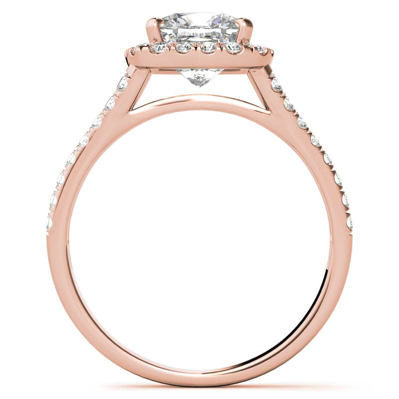 Cushion Split Shank Halo Moissanite Engagement Ring