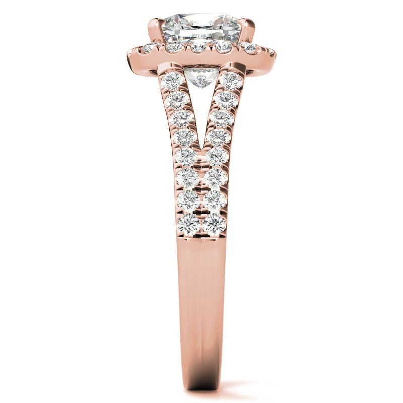 Cushion Split Shank Halo Moissanite Engagement Ring
