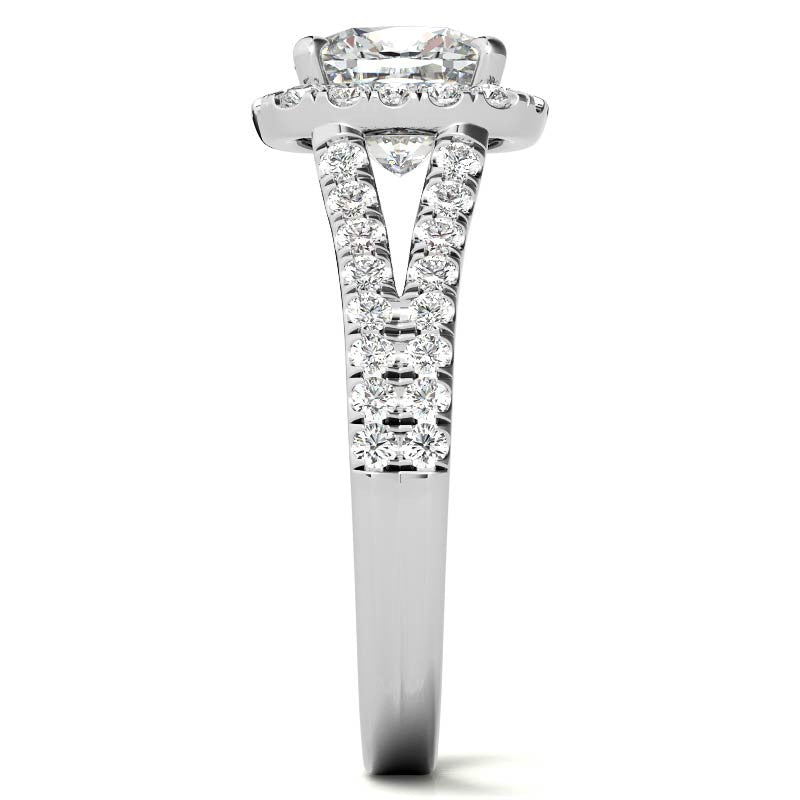 Cushion Split Shank Halo Moissanite Engagement Ring