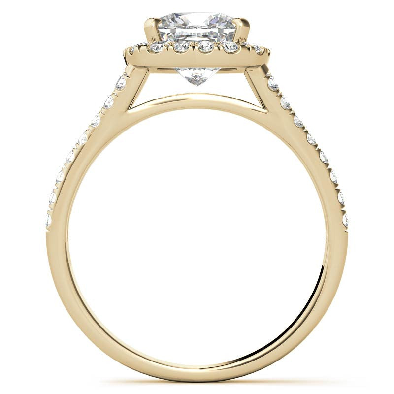 Cushion Split Shank Halo Moissanite Engagement Ring