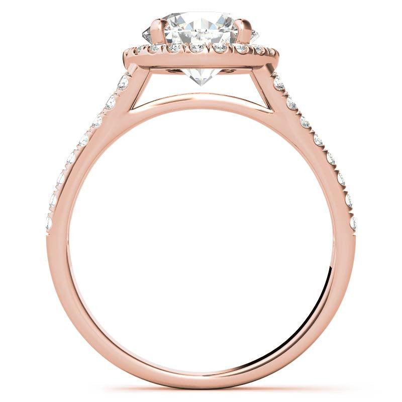 Round Split Shank Halo Moissanite Engagement Ring