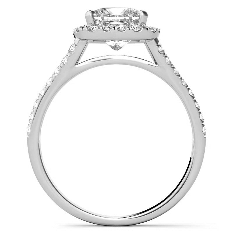 Cushion Split Shank Halo Moissanite Engagement Ring