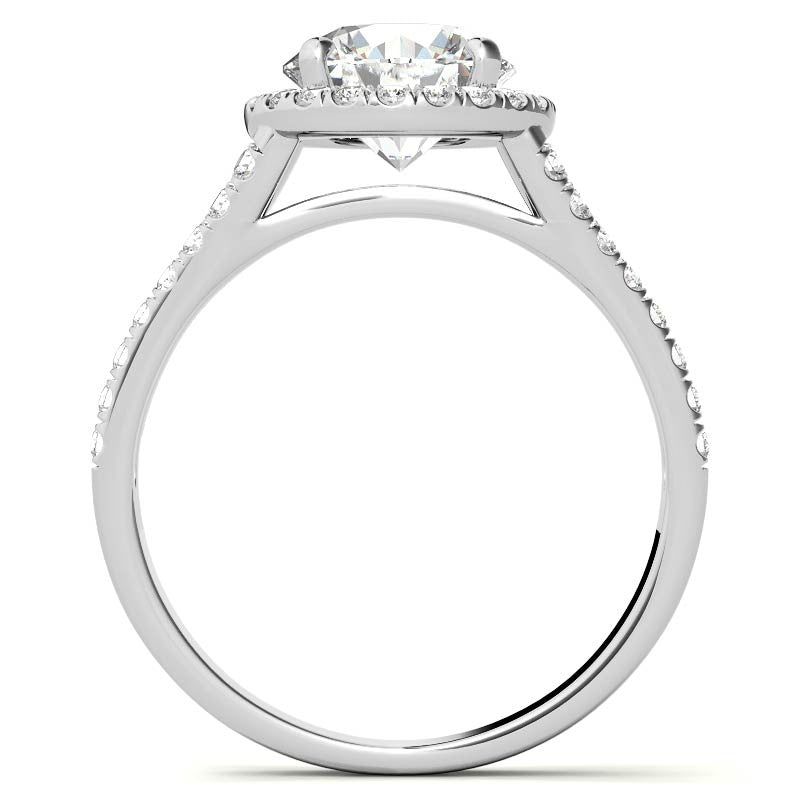 Round Split Shank Halo Moissanite Engagement Ring