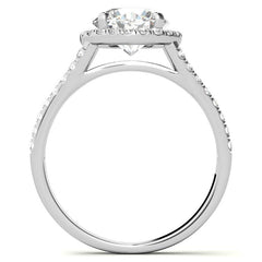 Round Split Shank Halo Moissanite Engagement Ring